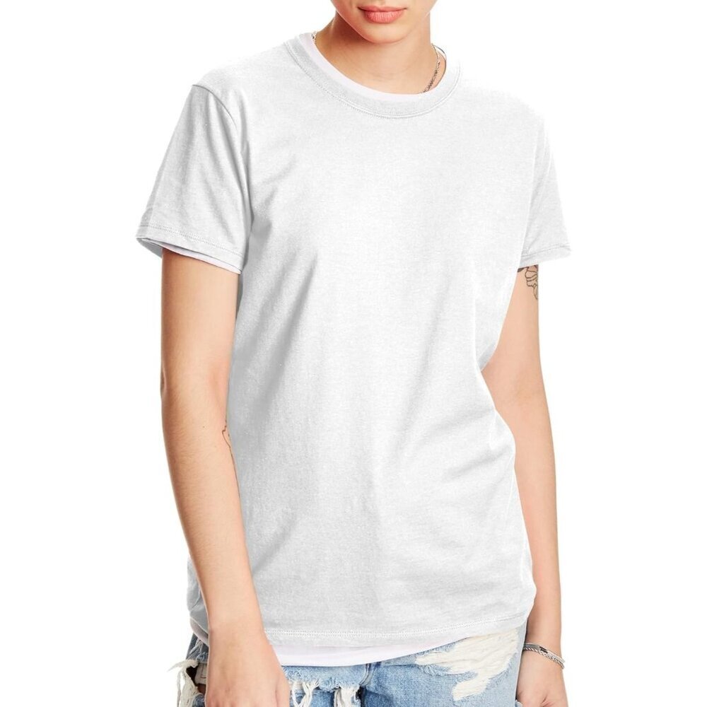 🆕Women White Cotton Perfect-T Short Sleeve Crewneck T-Shirt